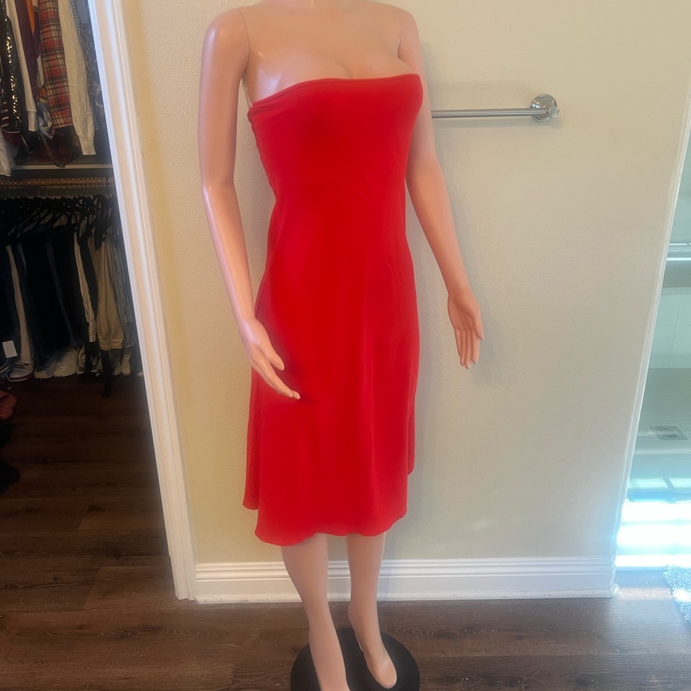 Strapless Red Midi Dress - Sleek Summer Style. Size XS. NWT